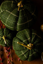 Load image into Gallery viewer, Green and Tan Plaid Decorative Pumpkins