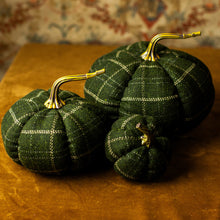 Load image into Gallery viewer, Green and Tan Plaid Decorative Pumpkins