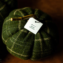 Load image into Gallery viewer, Green and Tan Plaid Decorative Pumpkins