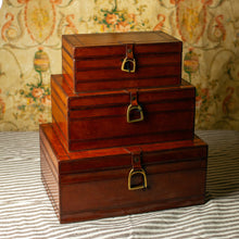 Load image into Gallery viewer, Brown Leather Suede Lined Nesting Boxes
