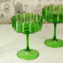 Load image into Gallery viewer, Fazeek Wave Green Coupe Glasses, Set of 2