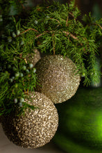 Load image into Gallery viewer, Champagne Gold Glitter Bulb Ornament, Set of 3