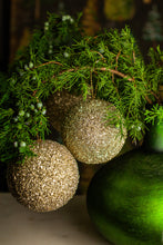 Load image into Gallery viewer, Champagne Gold Glitter Bulb Ornament, Set of 3