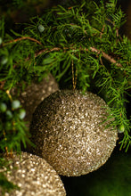 Load image into Gallery viewer, Champagne Gold Glitter Bulb Ornament, Set of 3