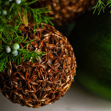 Load image into Gallery viewer, Gilded Star Anise Bulb Ornament, Set of 3