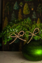 Load image into Gallery viewer, Gold Metal Rhinestone Bow Ornament, Set of 3