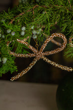Load image into Gallery viewer, Gold Metal Rhinestone Bow Ornament, Set of 3