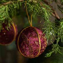 Load image into Gallery viewer, Burgundy and Copper Velvet Embellished Ornament, Set of 3
