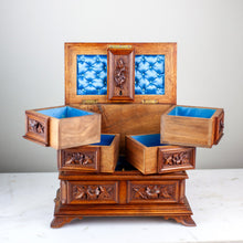 Load image into Gallery viewer, German Black Forest Carved Jewelry Box with Bird Motif, 1880s