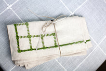Load image into Gallery viewer, Grams Embroidered Napkins, Flax/Dark Grass, Set of 4