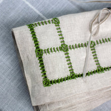 Load image into Gallery viewer, Grams Embroidered Napkins, Flax/Dark Grass, Set of 4
