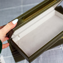 Load image into Gallery viewer, Green Vegan Leather Felt Lined Hinged Nesting Boxes, set of 2