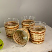 Load image into Gallery viewer, Seagrass Brown Stripe Wide Cage Tumblers, Set of 4