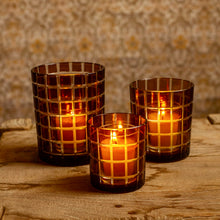 Load image into Gallery viewer, Brown Glass Pane Etched Votive