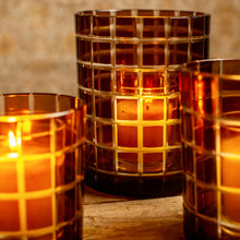 Load image into Gallery viewer, Brown Glass Pane Etched Votive