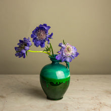 Load image into Gallery viewer, Pietra Handmade Ionian Blue & Green Drip Bud Vase with Handle