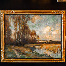 Load image into Gallery viewer, Emile Van Doren Landscape Painting with Book, Belgian, Early 20th Century