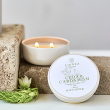 Load image into Gallery viewer, LINNEA Petit Candle Tin, Cedar Cardamom or Forest Fir Tin, 3 oz.