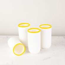 Load image into Gallery viewer, Tina Frey Ligne Tall Cup with Yellow Rim, Set of 4