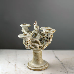 Handmade Pottery Candelabra White