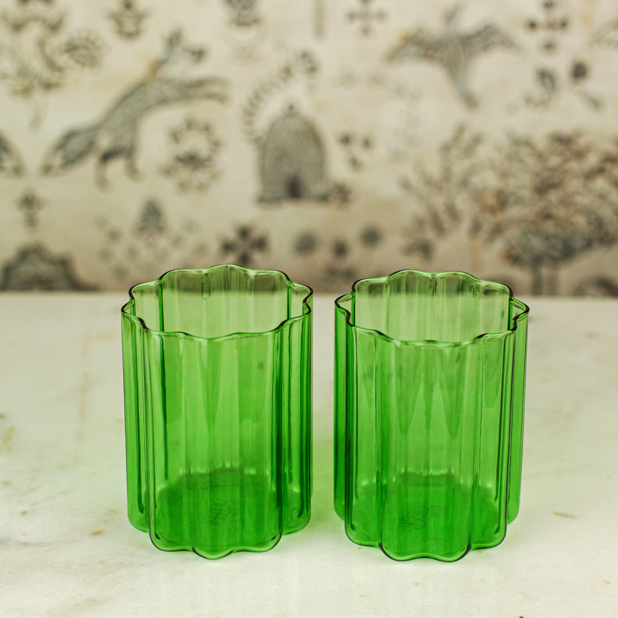 Fazeek Wave Green Beverage Glasses, Set of 2