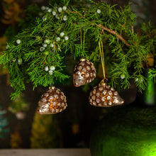 Load image into Gallery viewer, Glass Hedgehog Glitter Ornament, Set of 3
