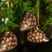 Load image into Gallery viewer, Glass Hedgehog Glitter Ornament, Set of 3
