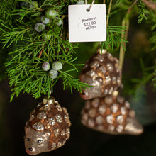 Load image into Gallery viewer, Glass Hedgehog Glitter Ornament, Set of 3
