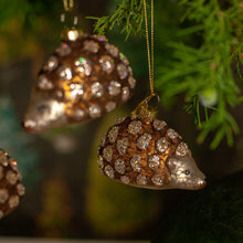 Load image into Gallery viewer, Glass Hedgehog Glitter Ornament, Set of 3
