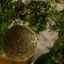 Load image into Gallery viewer, Champagne Gold Glitter Bulb Ornament, Set of 3
