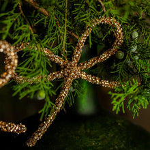 Load image into Gallery viewer, Gold Metal Rhinestone Bow Ornament, Set of 3
