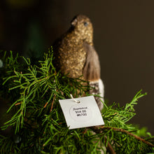 Load image into Gallery viewer, Brown Glitter Tail Feather Bird Ornament
