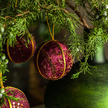 Load image into Gallery viewer, Burgundy and Copper Velvet Embellished Ornament, Set of 3
