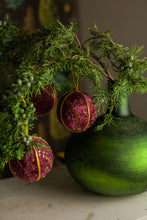 Load image into Gallery viewer, Burgundy and Copper Velvet Embellished Ornament, Set of 3
