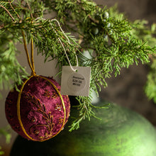 Load image into Gallery viewer, Burgundy and Copper Velvet Embellished Ornament, Set of 3
