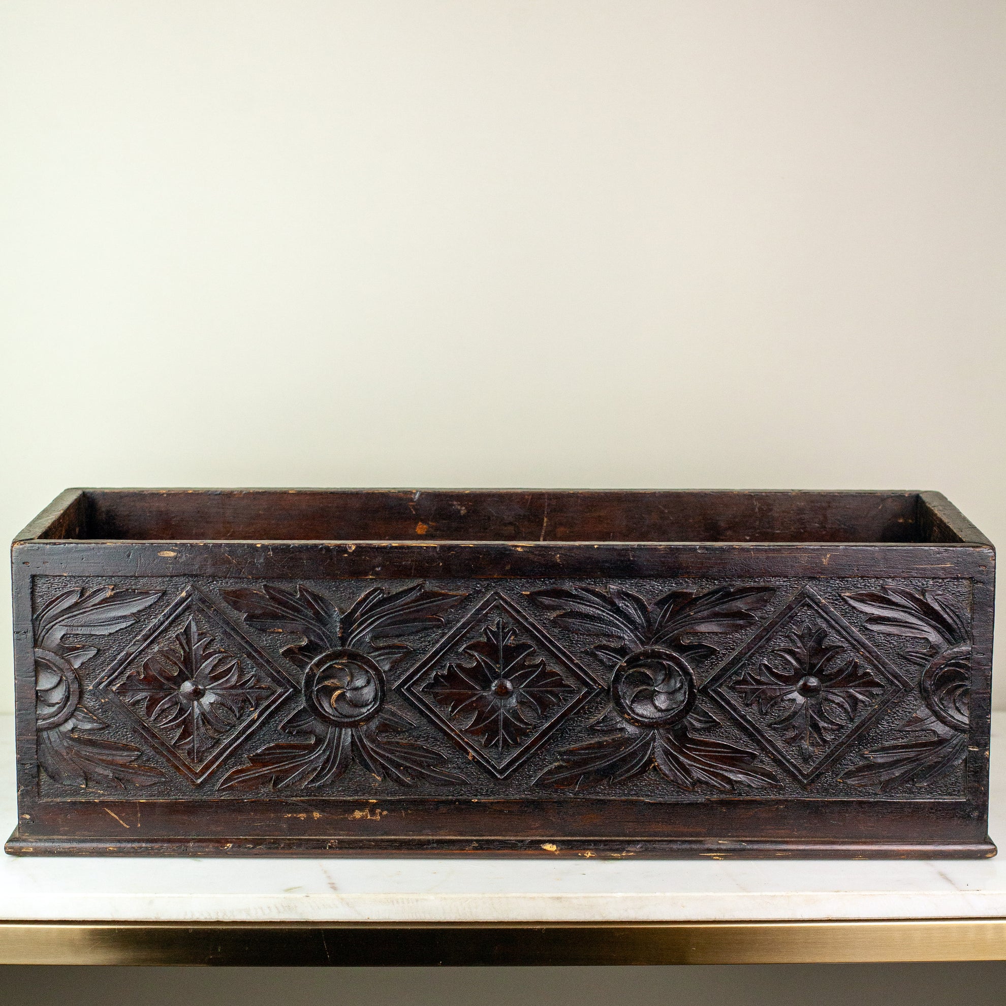 English Carved Wood Trough, Vintage