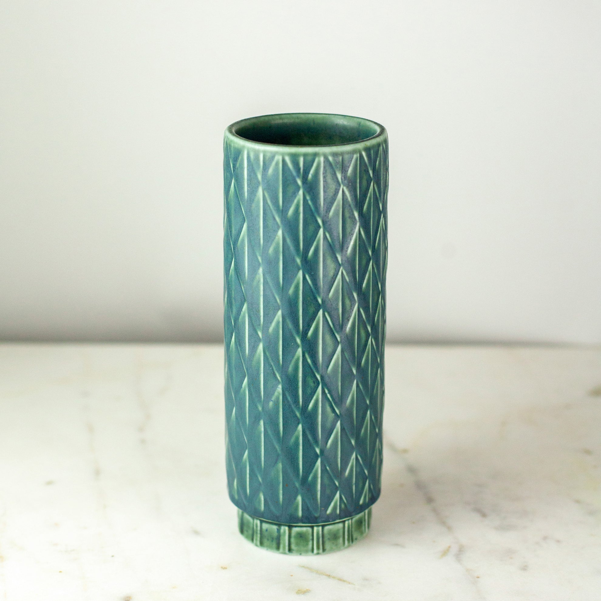 Rörstrand Eterna Green Cylinder Vase 8.5