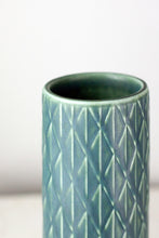 Load image into Gallery viewer, Rörstrand Eterna Green Cylinder Vase 8.5&quot; - 1964 - Gunnar Nylund
