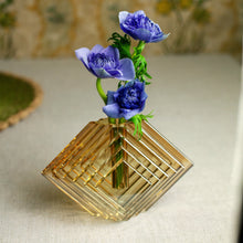 Load image into Gallery viewer, Stacked Concentric Diamond Motif Crystal Glass Vase
