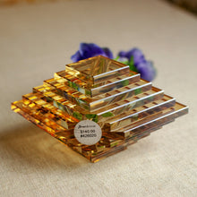 Load image into Gallery viewer, Stacked Concentric Diamond Motif Crystal Glass Vase
