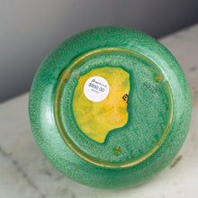 Load image into Gallery viewer, Sarreguemines Pottery Crystalline Green Glazed Vase, Folded Rim
