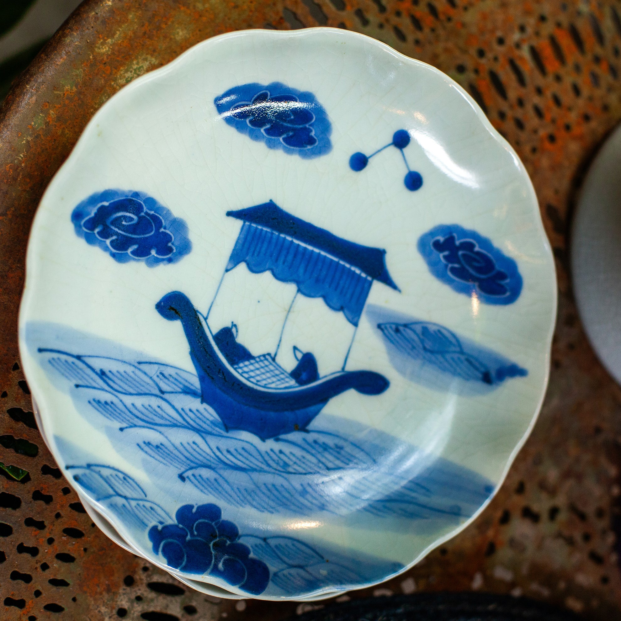 East Asia Blue and White Plates, Set of 2
