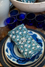 Load image into Gallery viewer, Tulsi Teal Kantha Napkins, Set of 4
