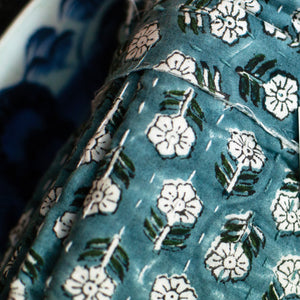 Tulsi Teal Kantha Napkins, Set of 4