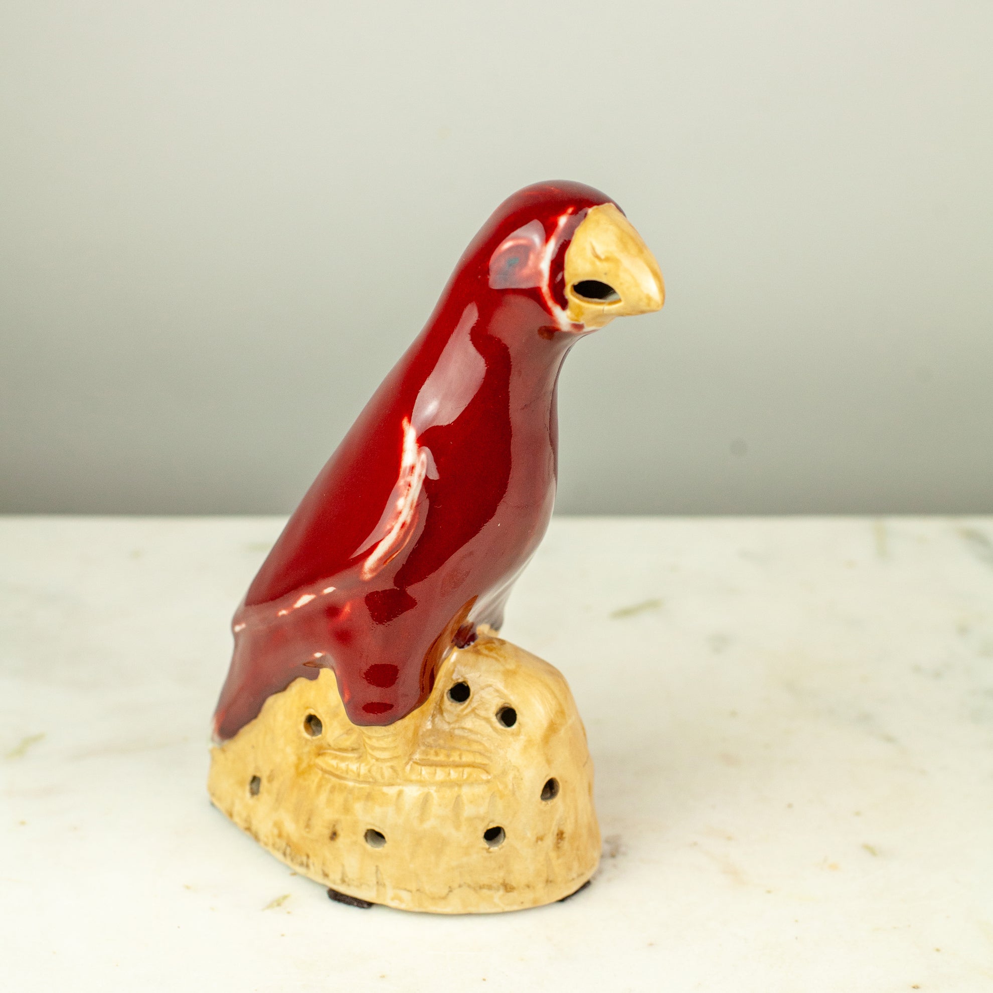 Chinese Red Porcelain Parrot