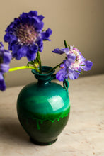 Load image into Gallery viewer, Pietra Handmade Ionian Blue &amp; Green Drip Bud Vase with Handle
