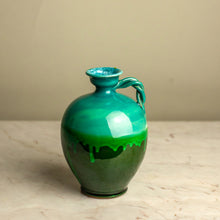 Load image into Gallery viewer, Pietra Handmade Ionian Blue &amp; Green Drip Bud Vase with Handle
