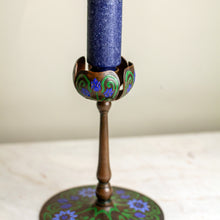 Load image into Gallery viewer, Enamel Candlestick Arts And Crafts Style
