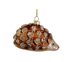 Load image into Gallery viewer, Glass Hedgehog Glitter Ornament, Set of 3
