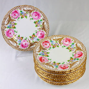 Reizenstein Hand Painted Floral Luncheon Plates, Set/10
